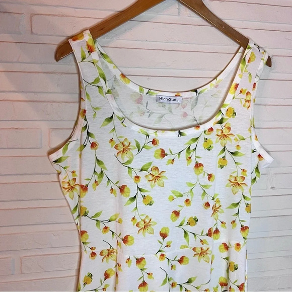 Microstar White Floral Flowy Swing Sun Mini Dress, Women’s Size Large - Picture 4 of 9